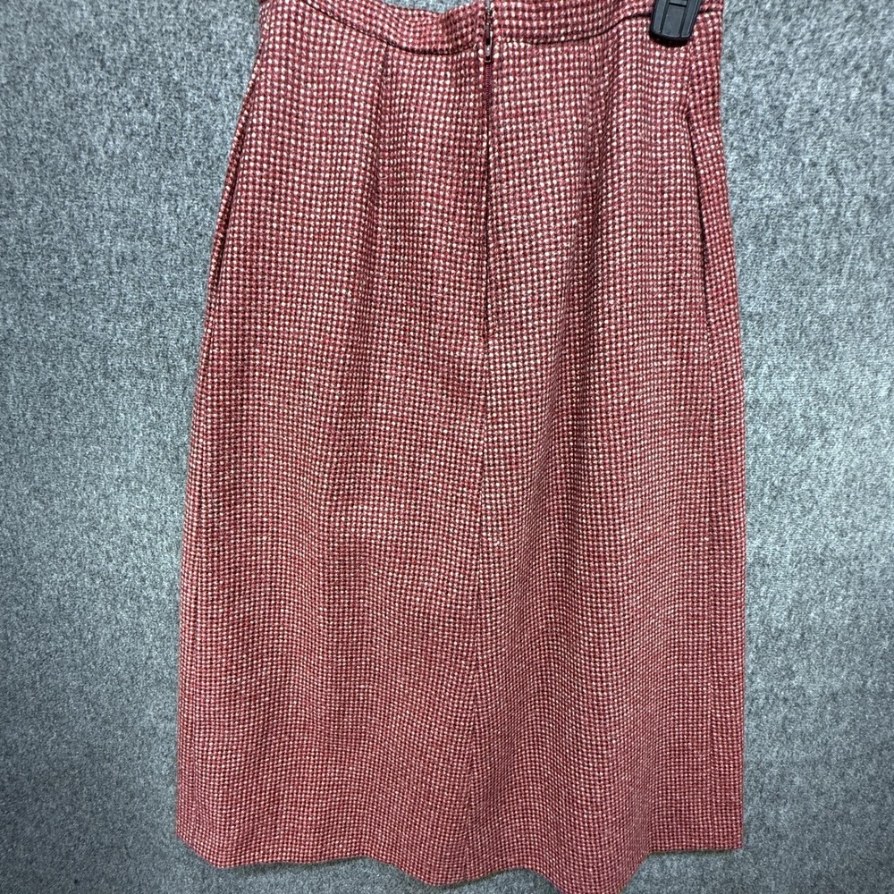 Guy Laroche Diffusion Skirt Womens 36 Red Tweed A-Line Midi Lined Made in France - Picture 10 of 16
